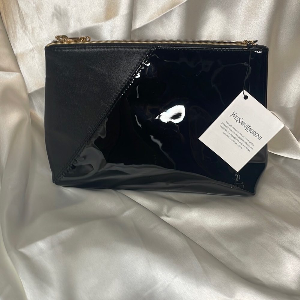 YSL black patent  bag with purse strap
